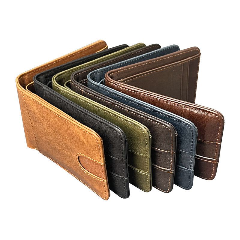 Oil-waxed Leather US Dollar Clip Card Holder