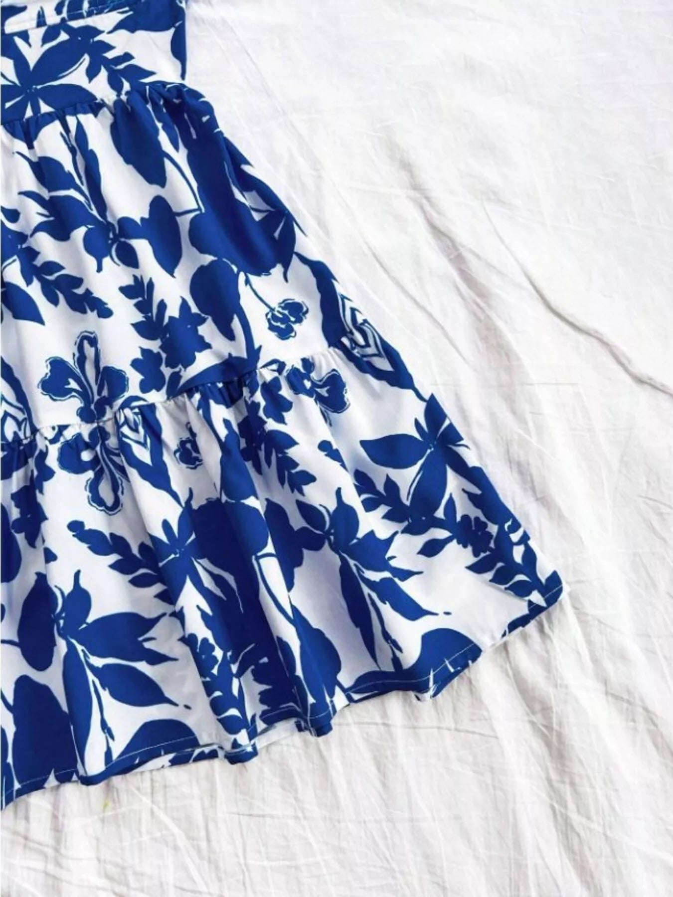 Floral Print V-Neck Tiered Mini Dress