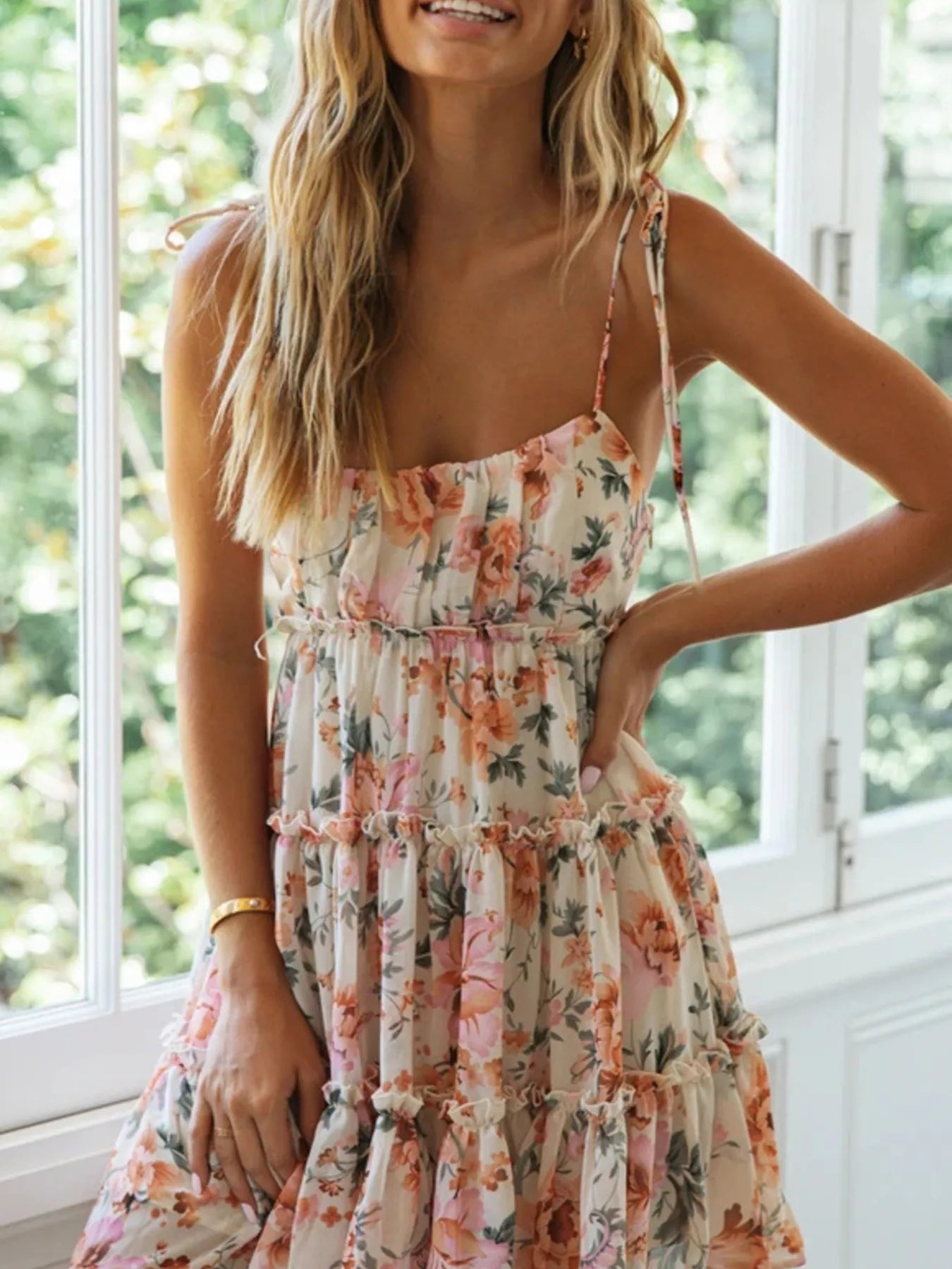 Floral Print Ruffle Tiered Mini Dress