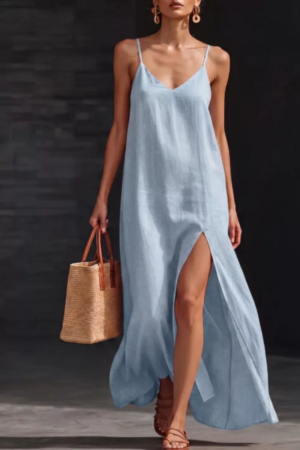 Slit V-Neck Maxi Dress