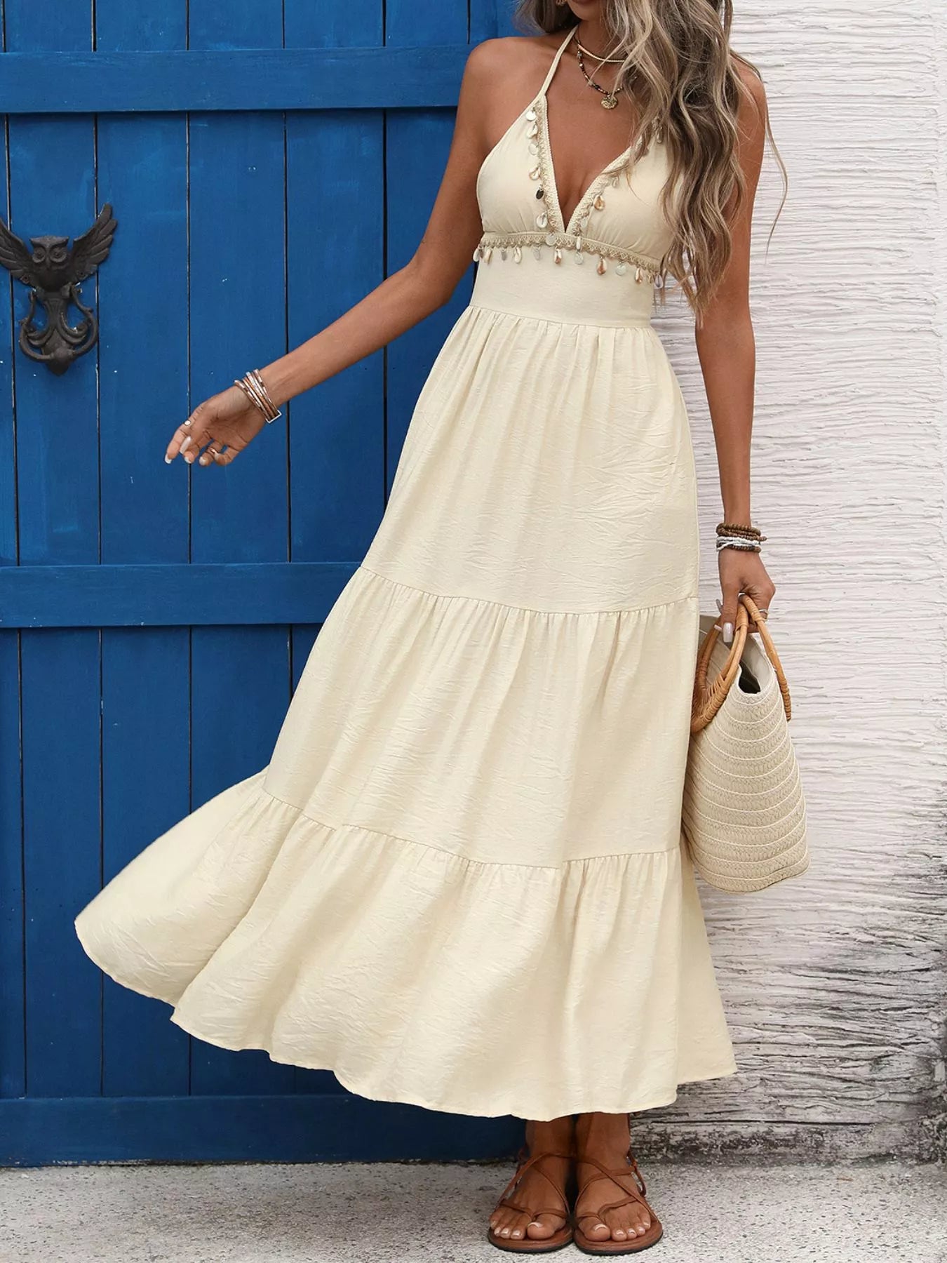 Halter Neck Tiered Maxi Dress