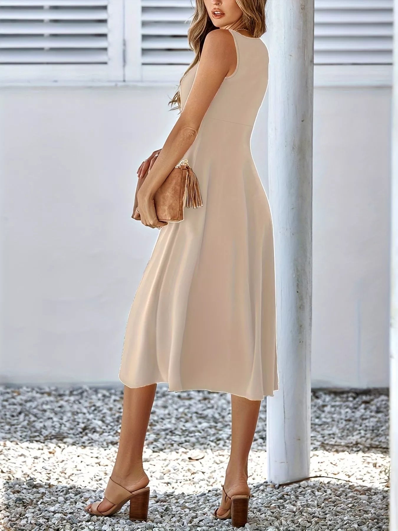Sleeveless A-Line Midi Dress