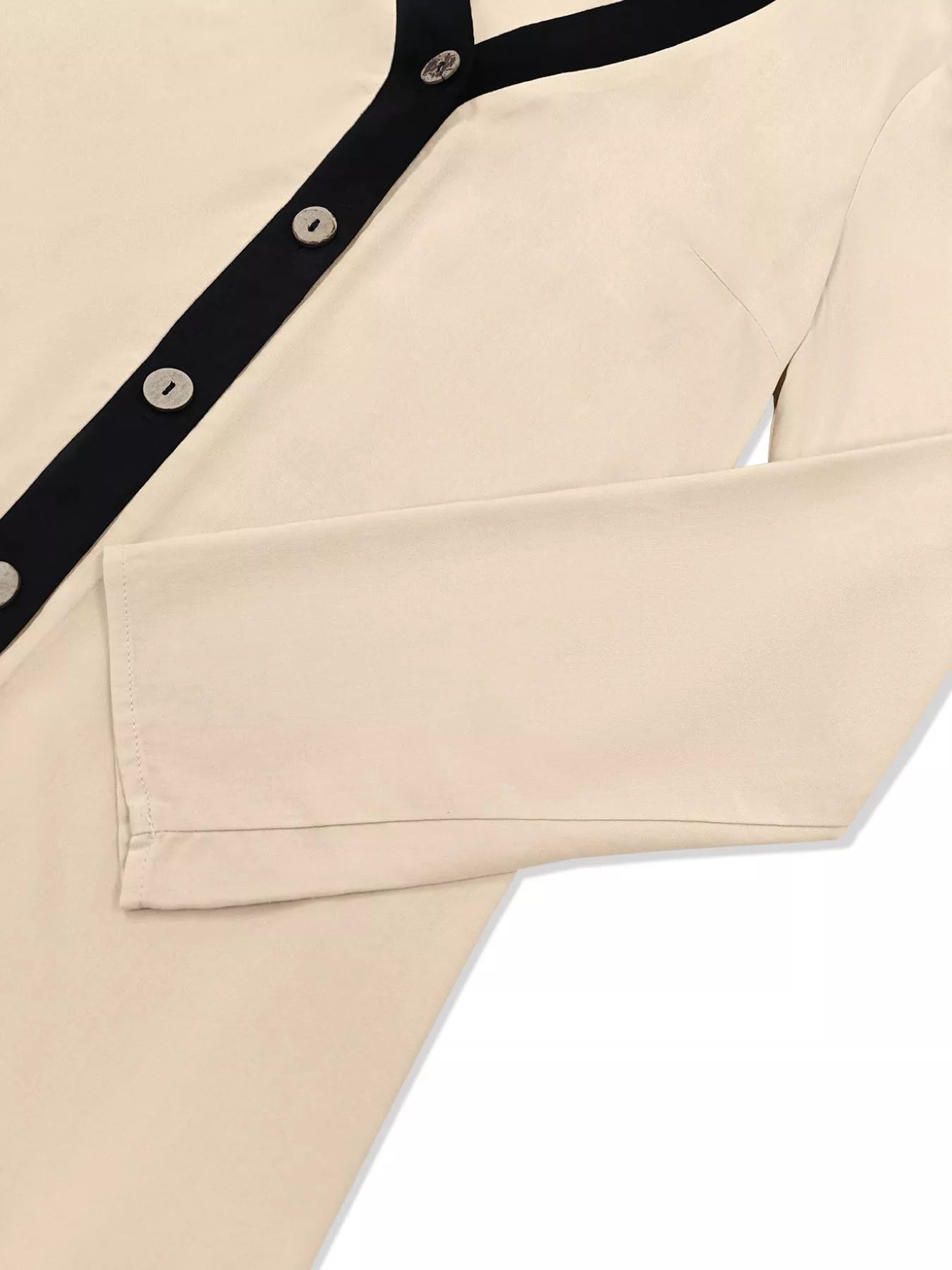 Contrast Trim Button-Down Midi Dress