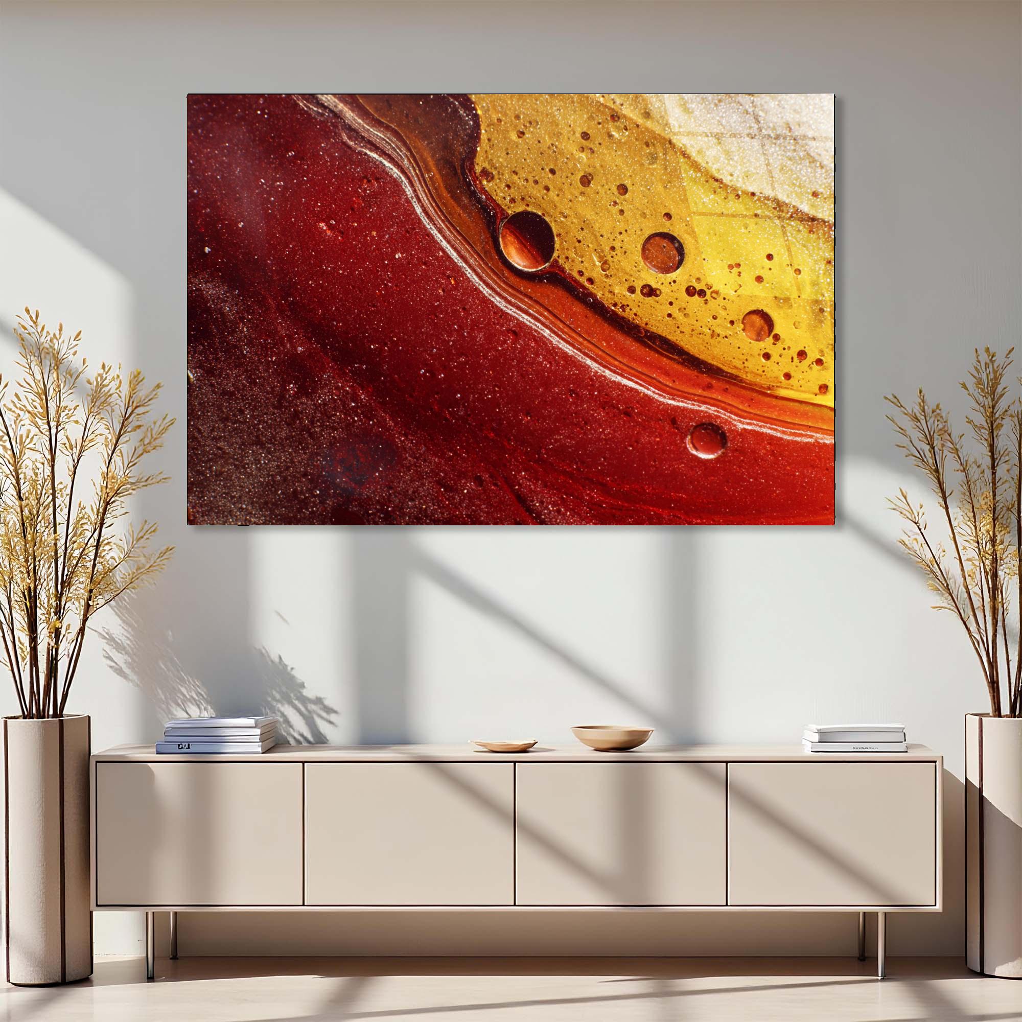 Molten Resin Flow Tempered Glass Wall Art | Abstract Luxury Decor
