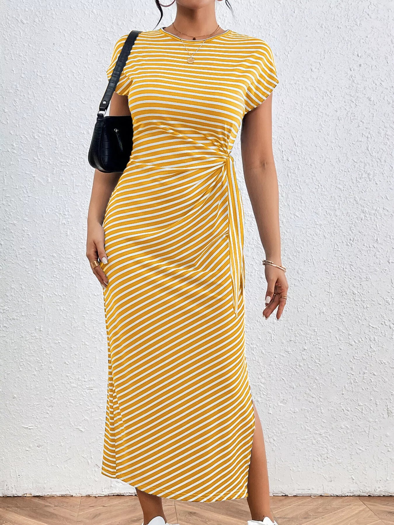 Striped Tie-Waist Midi Dress