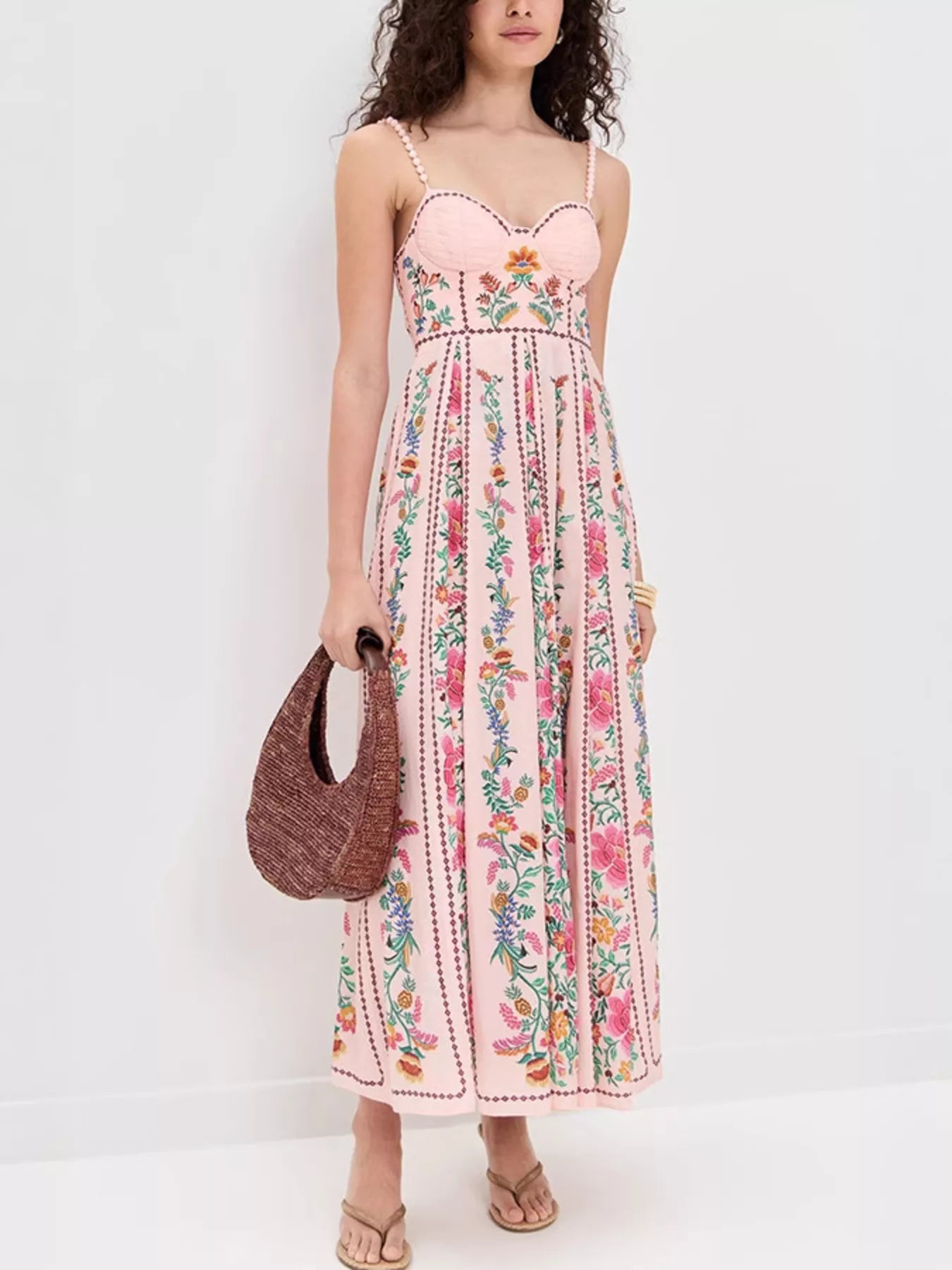 Floral Print Sweetheart Neck Dress