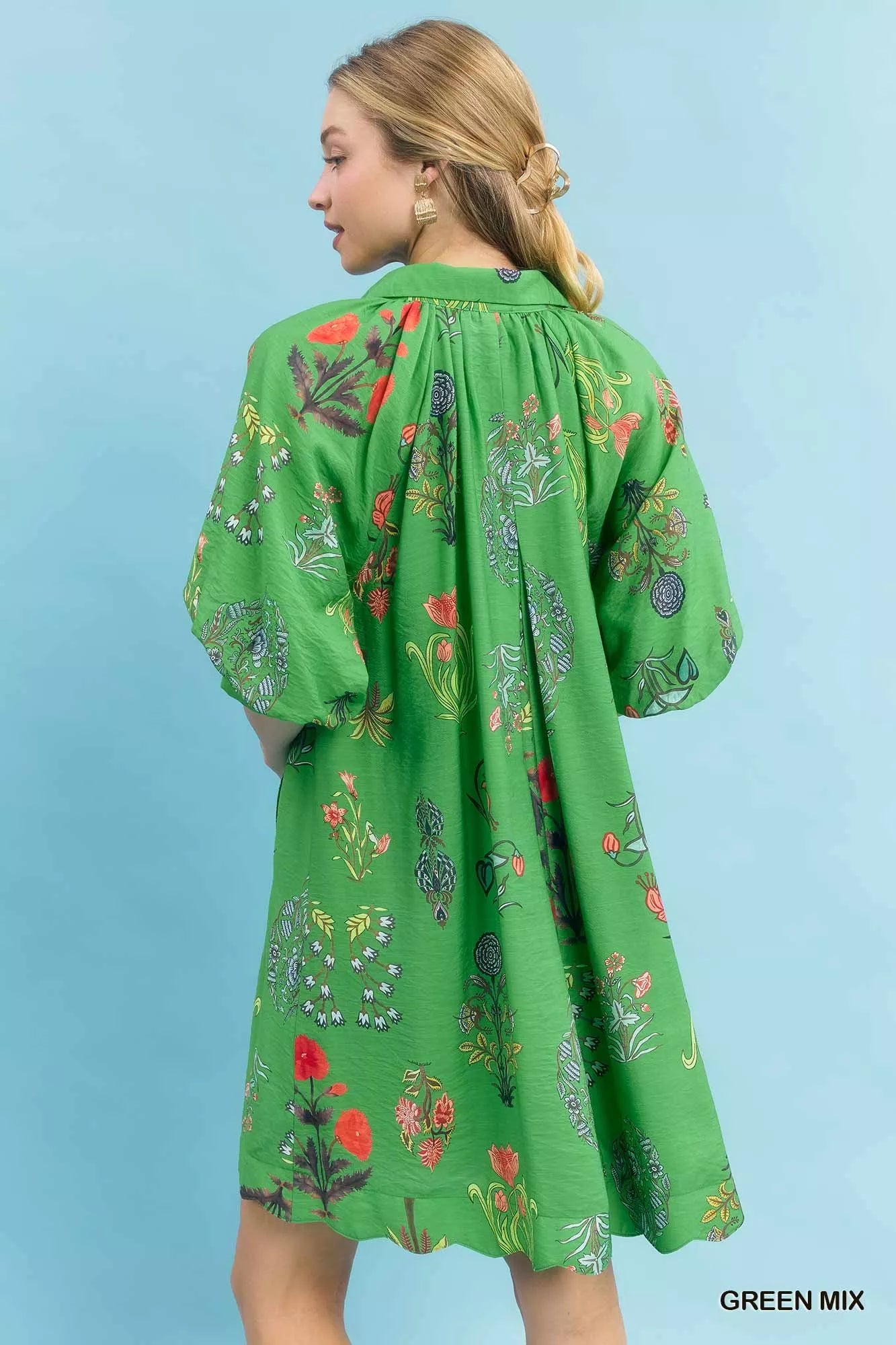 Umgee Floral Encyclopedia Print Mini Dress
