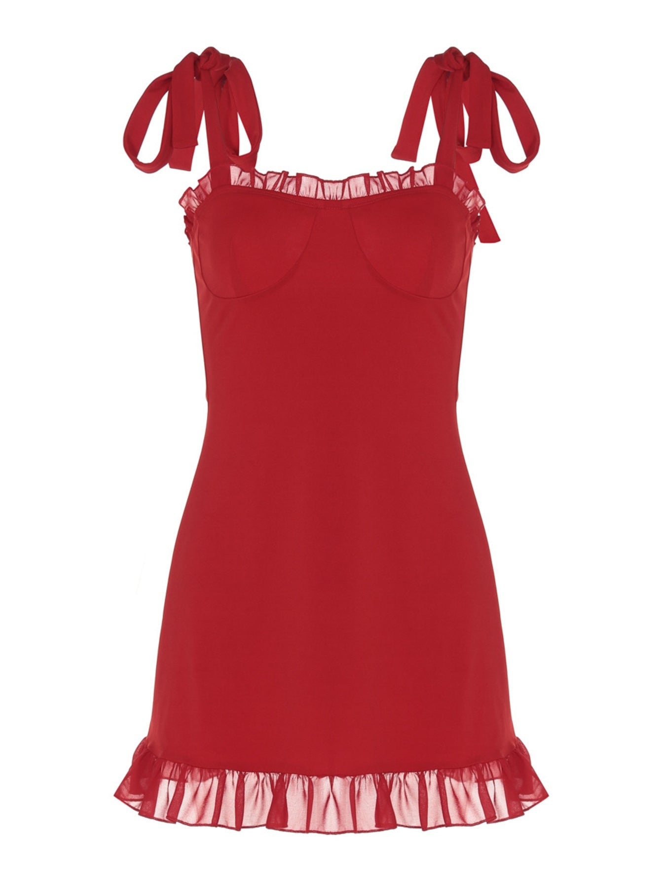 Ruffle Hem Tie-Strap Mini Dress
