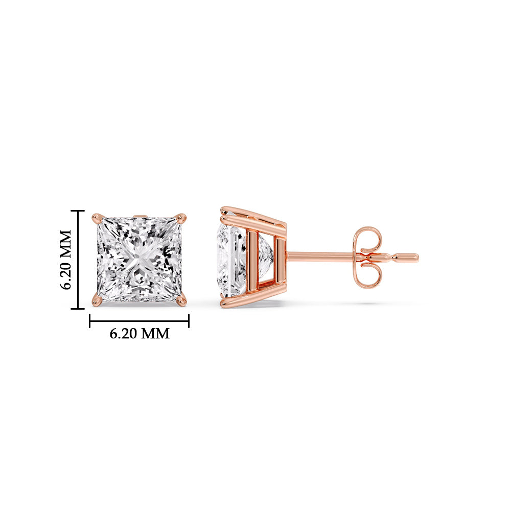 Princess-Cut Diamond Solitaire Stud Earrings [IGI Certified]