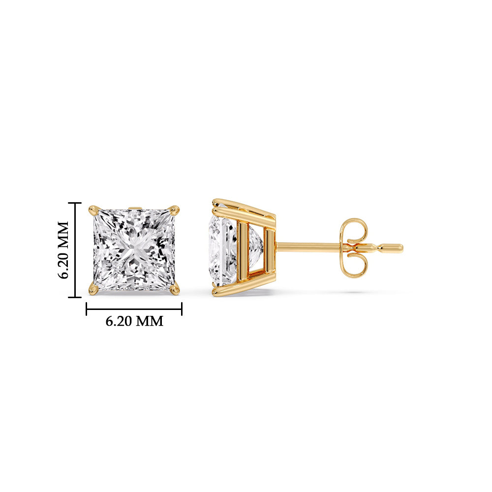 Princess-Cut Diamond Solitaire Stud Earrings [IGI Certified]
