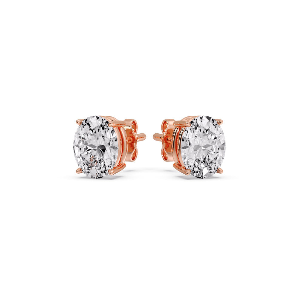 Classic Four Prong Oval Diamond Solitaire Stud Earrings [IGI Certified]