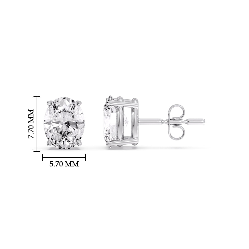 Classic Four Prong Oval Diamond Solitaire Stud Earrings [IGI Certified]