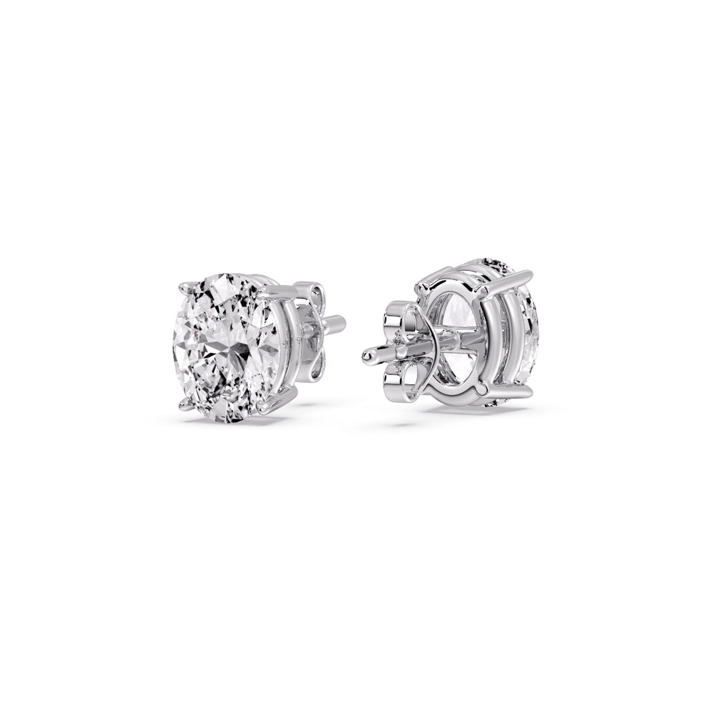 Classic Four Prong Oval Diamond Solitaire Stud Earrings [IGI Certified]