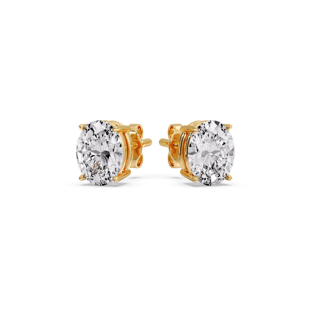 Classic Four Prong Oval Diamond Solitaire Stud Earrings [IGI Certified]