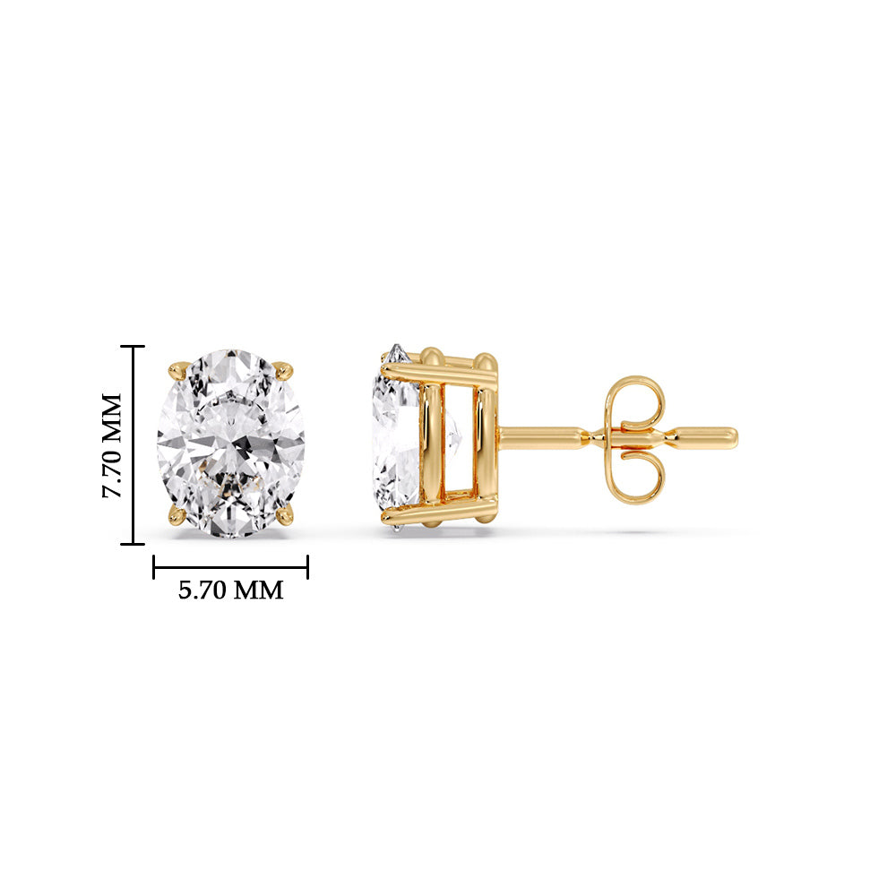 Classic Four Prong Oval Diamond Solitaire Stud Earrings [IGI Certified]
