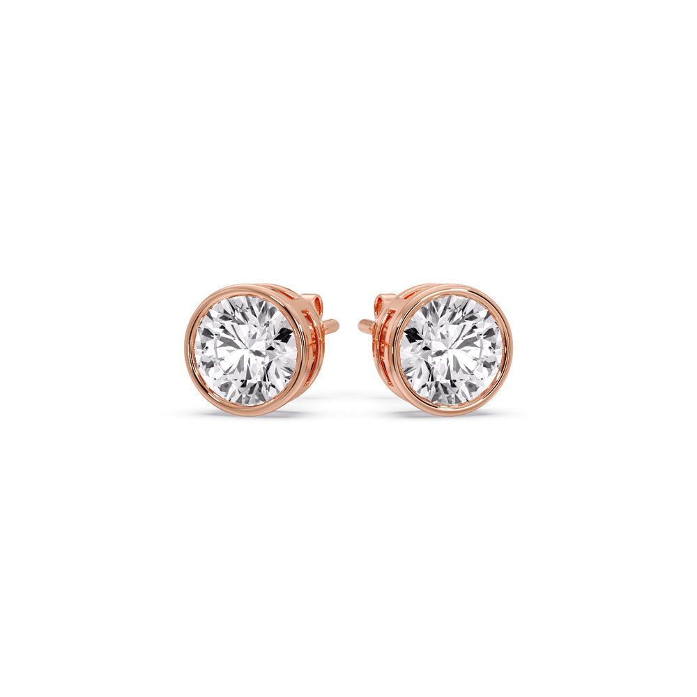 Bezel-Set Brilliant Round Diamond Solitaire Stud Earrings [IGI Certified]