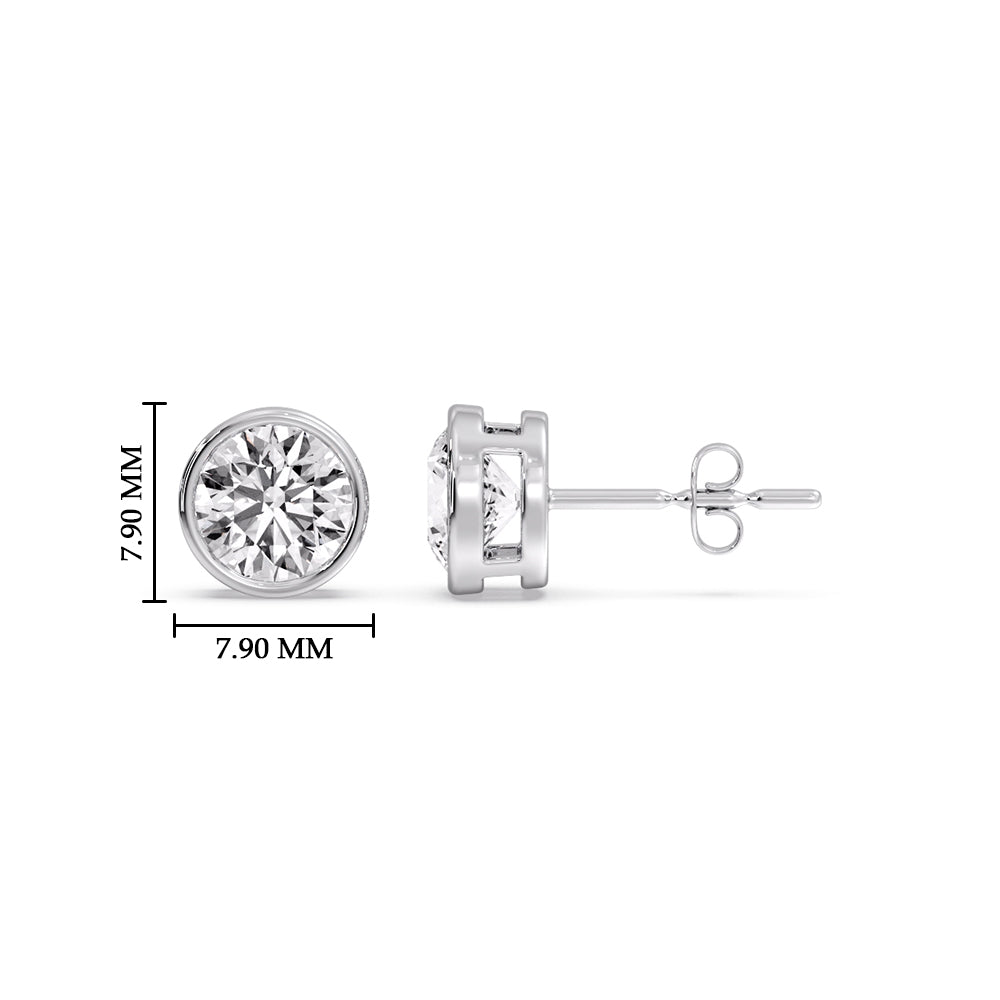Bezel-Set Brilliant Round Diamond Solitaire Stud Earrings [IGI Certified]