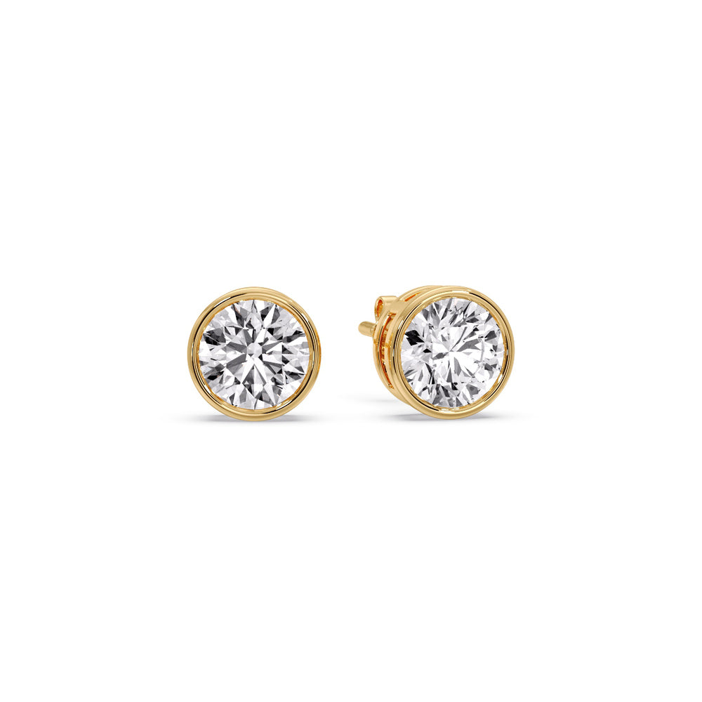 Bezel-Set Brilliant Round Diamond Solitaire Stud Earrings [IGI Certified]