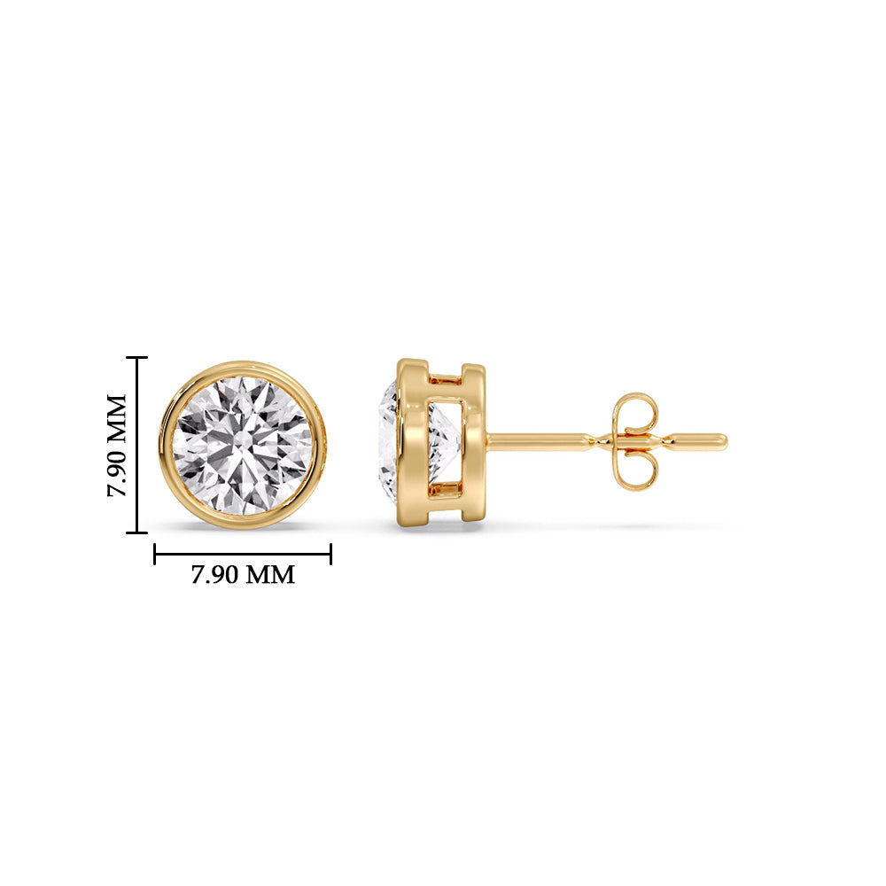 Bezel-Set Brilliant Round Diamond Solitaire Stud Earrings [IGI Certified]