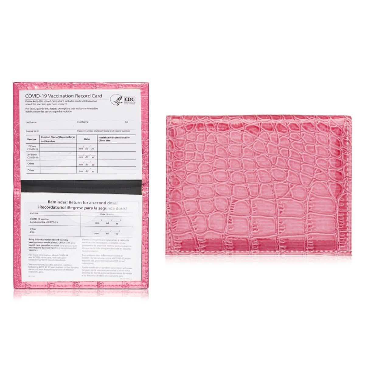 2-Pack: Faux Crocodile Leather Bling CDC Vaccination Card Immunization Record Protector Holder Passport - Overture Gifts