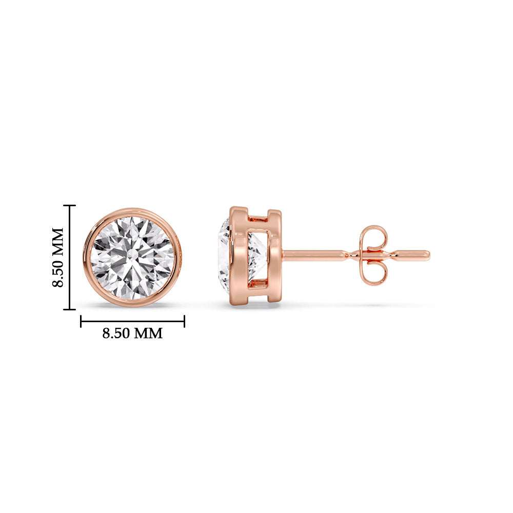 Bezel-Set Brilliant Round Diamond Solitaire Stud Earrings [IGI Certified]