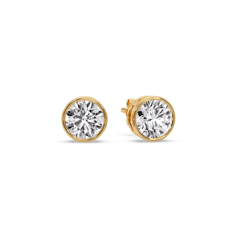 Bezel-Set Brilliant Round Diamond Solitaire Stud Earrings [IGI Certified]