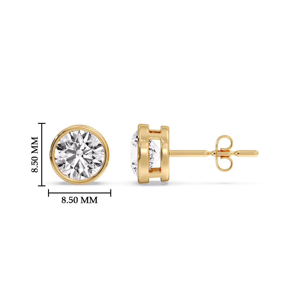 Bezel-Set Brilliant Round Diamond Solitaire Stud Earrings [IGI Certified]