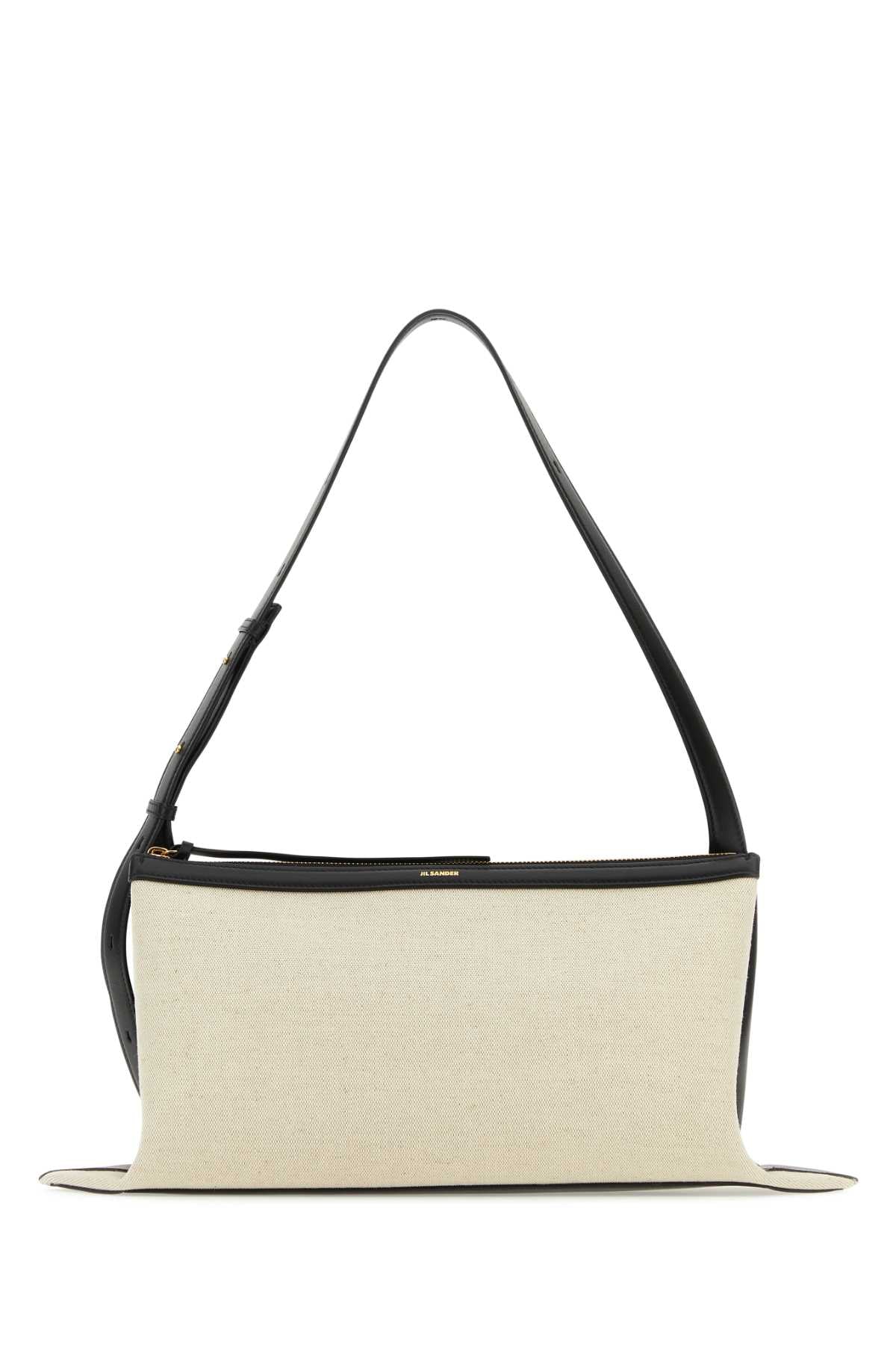 Jil Sander Women Two-Tone Canvas And Leather Medium Empire Shoulder Bag