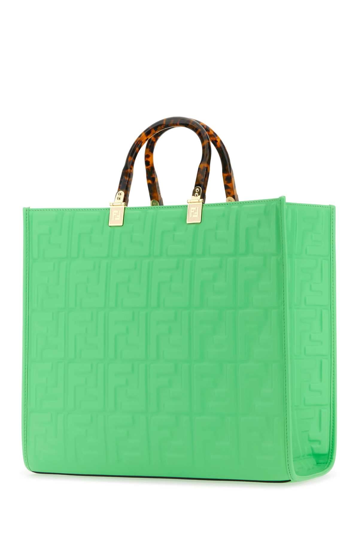 Fendi Women Green Leather Medium Sunshine Shopping Bag
