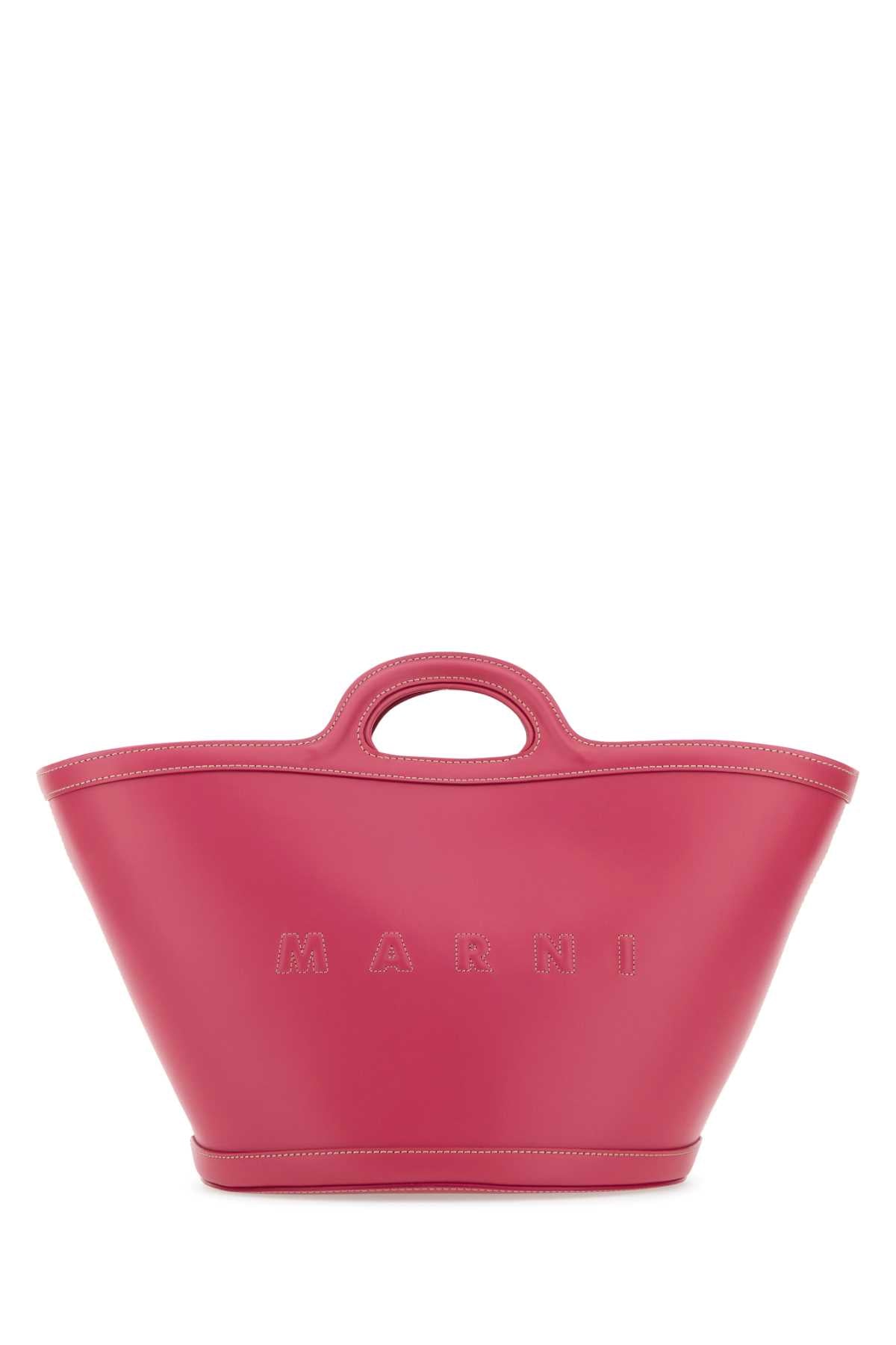 Marni Women Dark Pink Leather Small Tropicalia Handbag