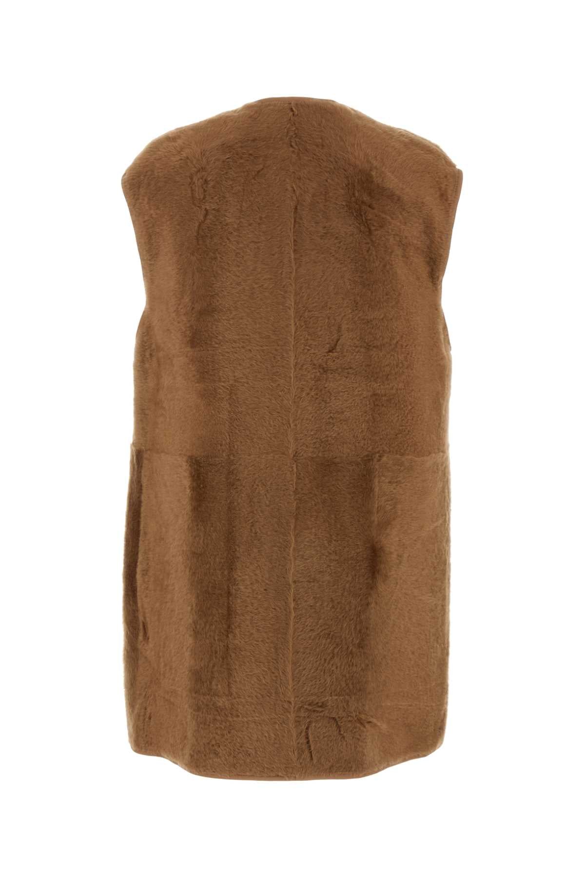 Max Mara Women Biscuit Shearling Effige Sleeveless Coat