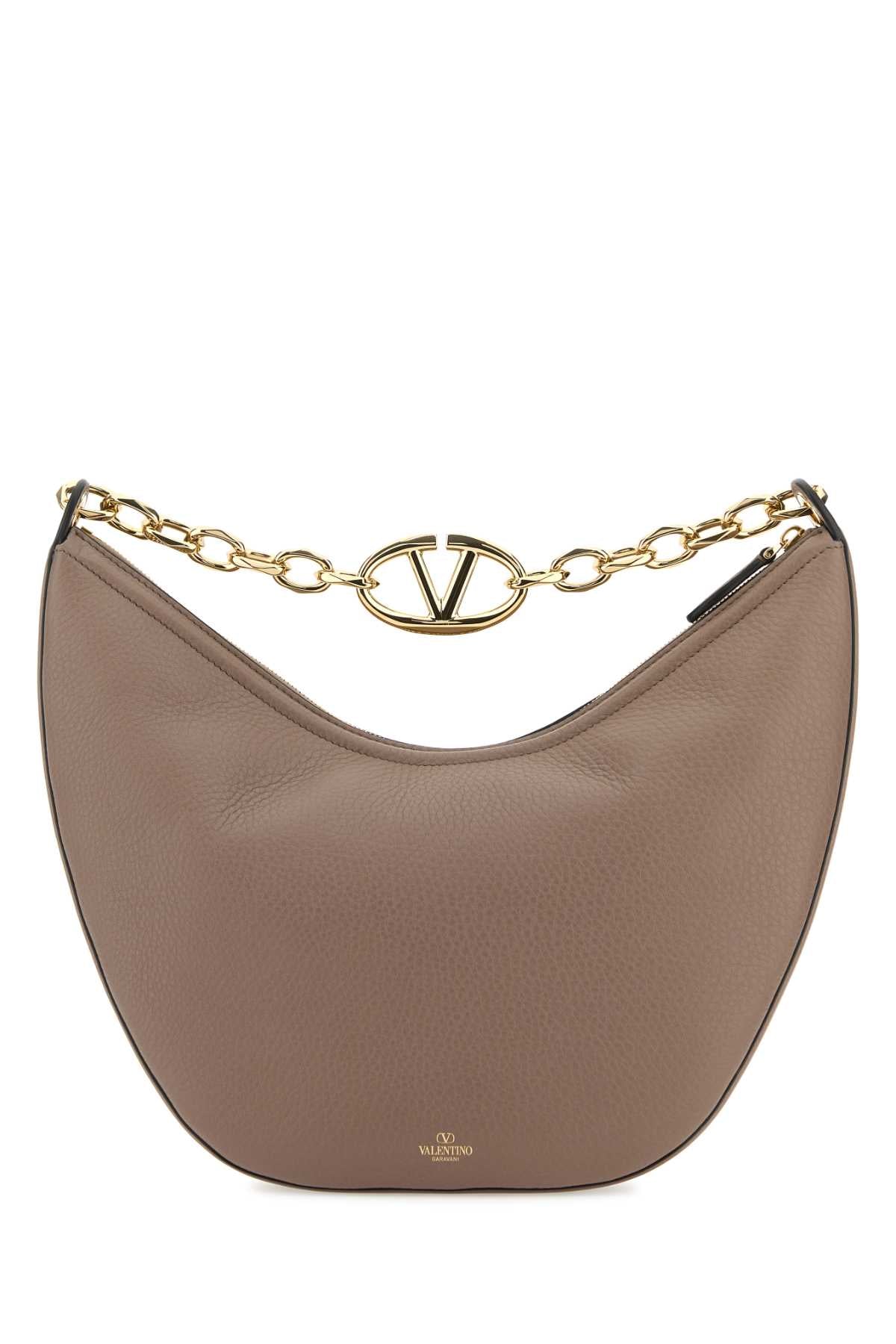 Valentino Garavani Women Antiqued Pink Leather Medium Hobo Vlogo Moon Shoulder Bag