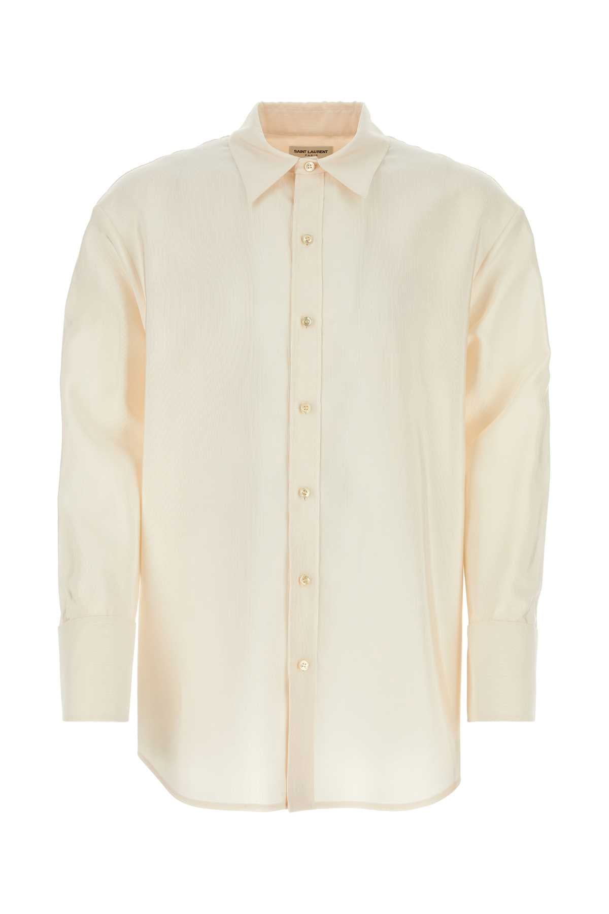 Saint Laurent Men Ivory Faille Oversize Shirt