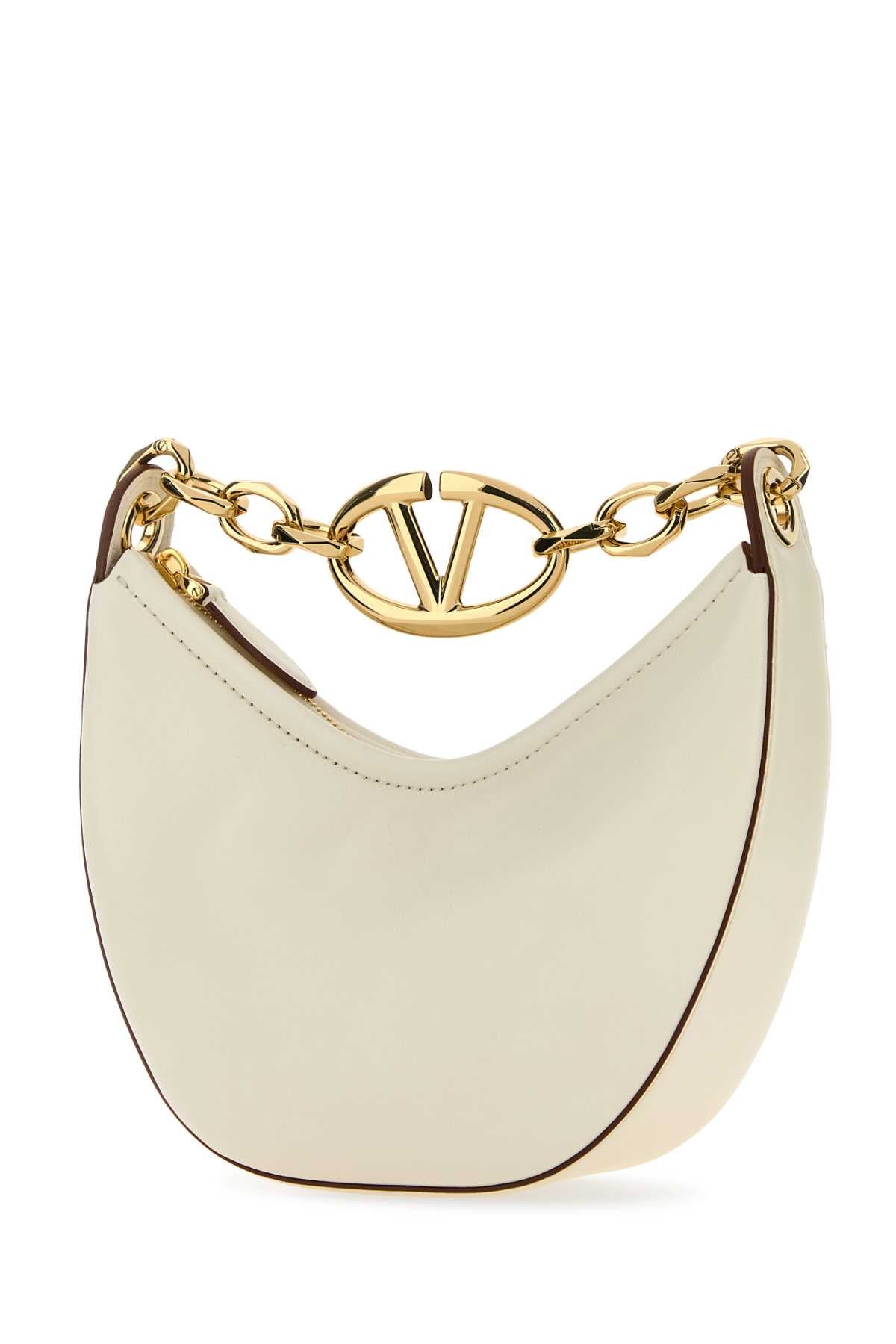 Valentino Garavani Women Ivory Leather Mini Hobo Vlogo Moon Handbag