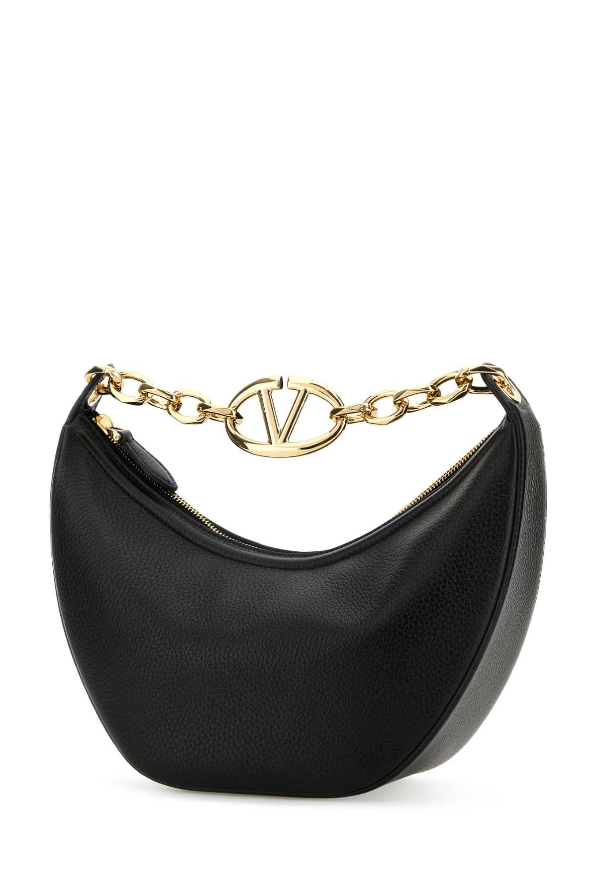 Valentino Garavani Women Black Leather Small Hobo Vlogo Moon Handbag
