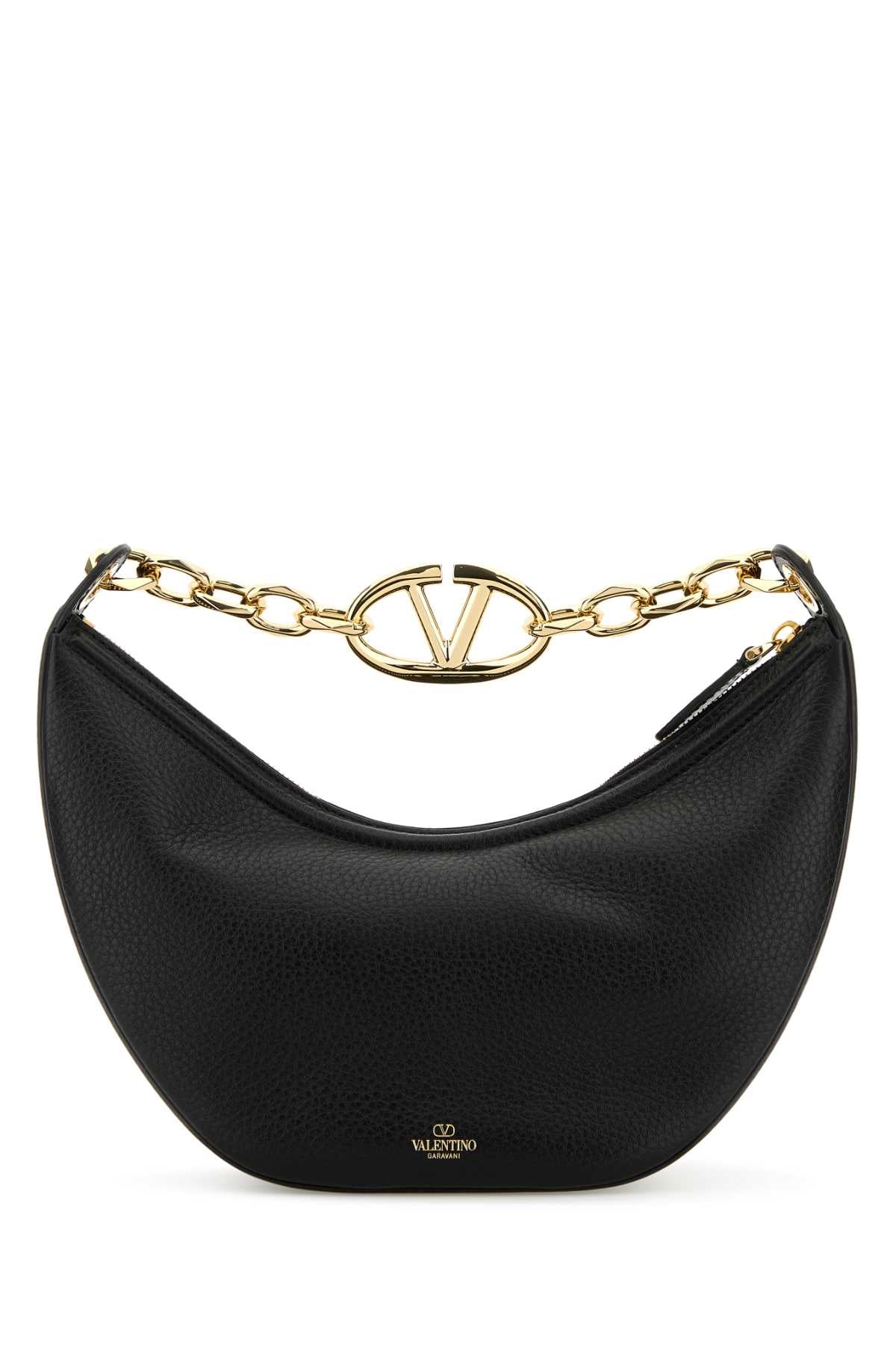 Valentino Garavani Women Black Leather Small Hobo Vlogo Moon Handbag