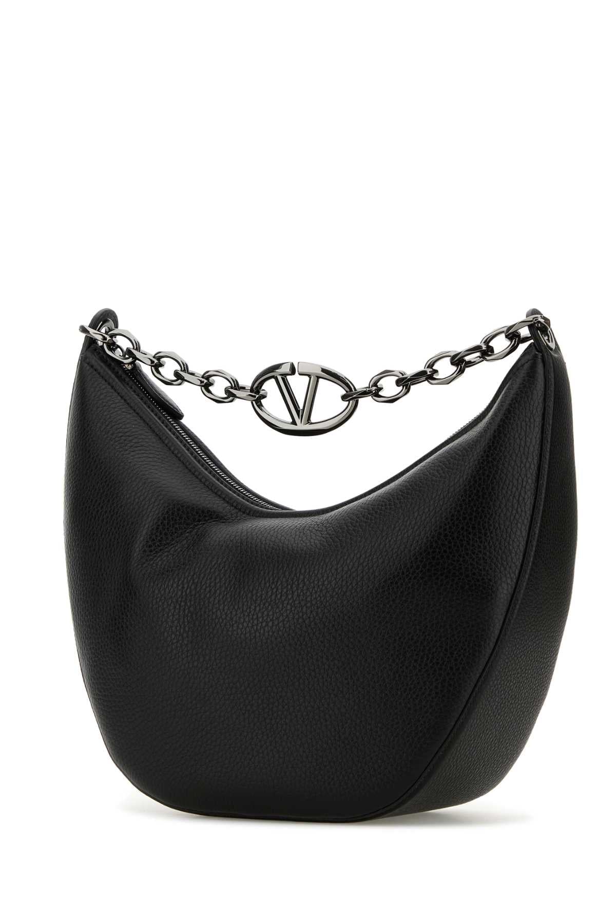 Valentino Garavani Men Black Leather Hobo Vlogo Moon Shoulder Bag