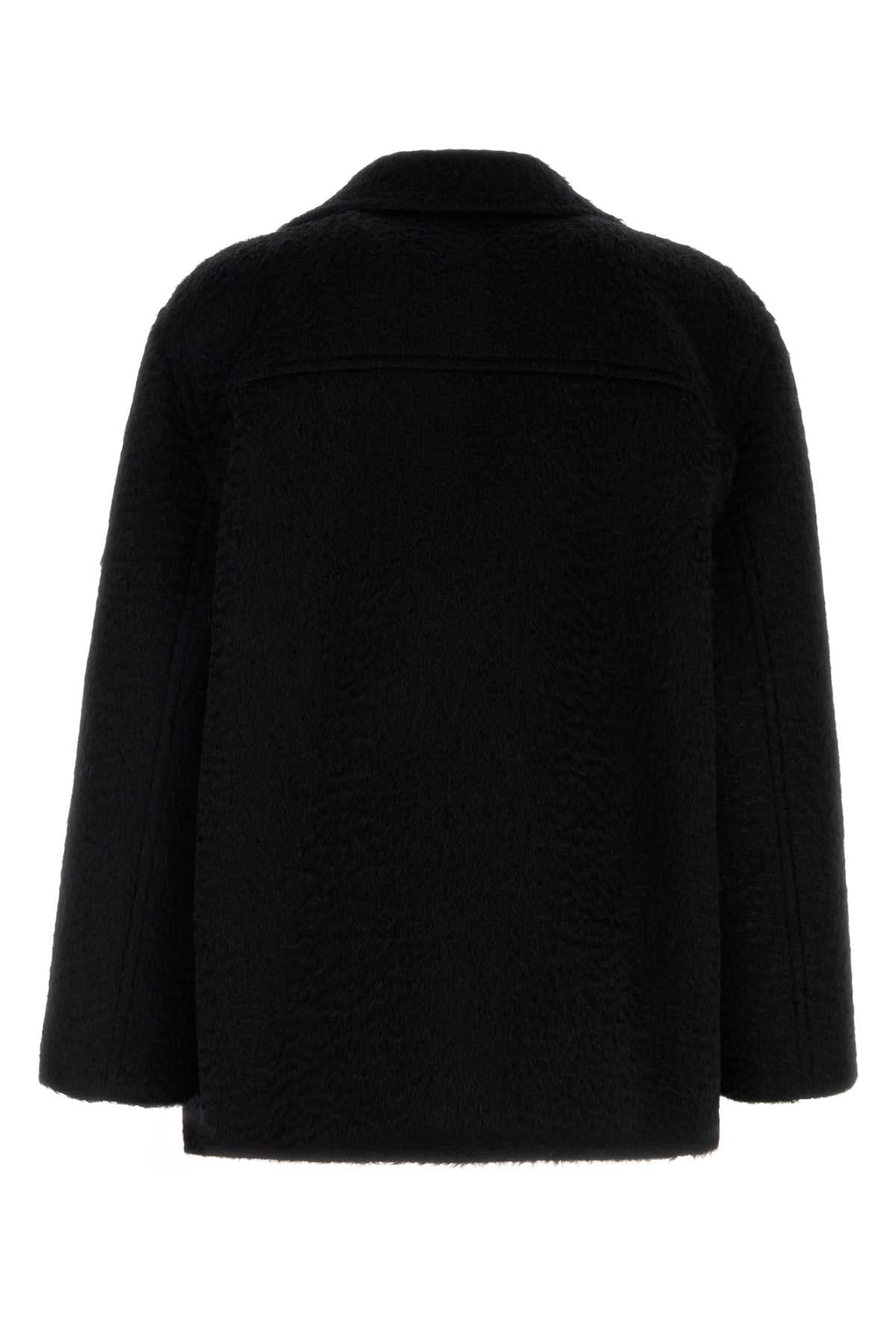 Valentino Garavani Men Black Mohair And Wool Coat