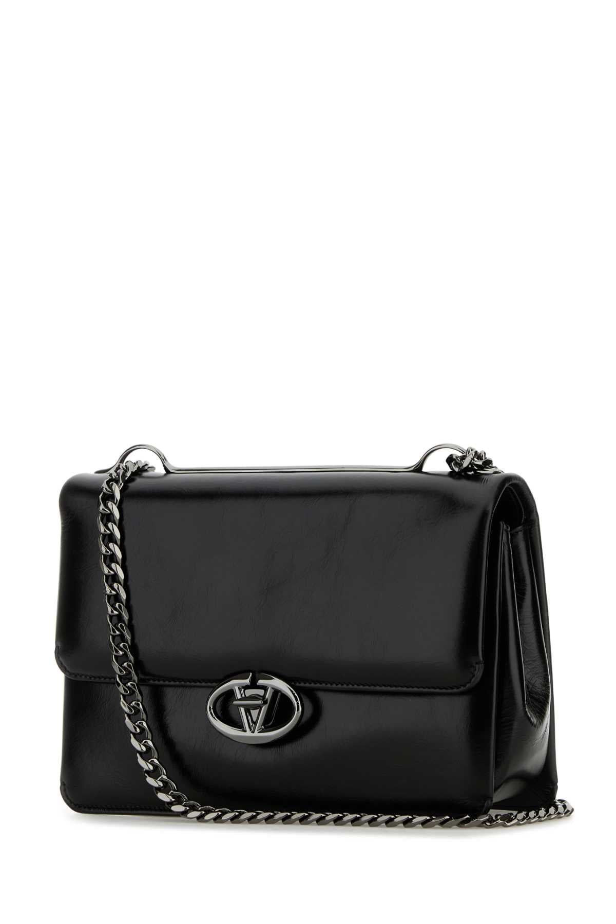 Valentino Garavani Women Black Leather Medium Vlogo Shoulder Bag