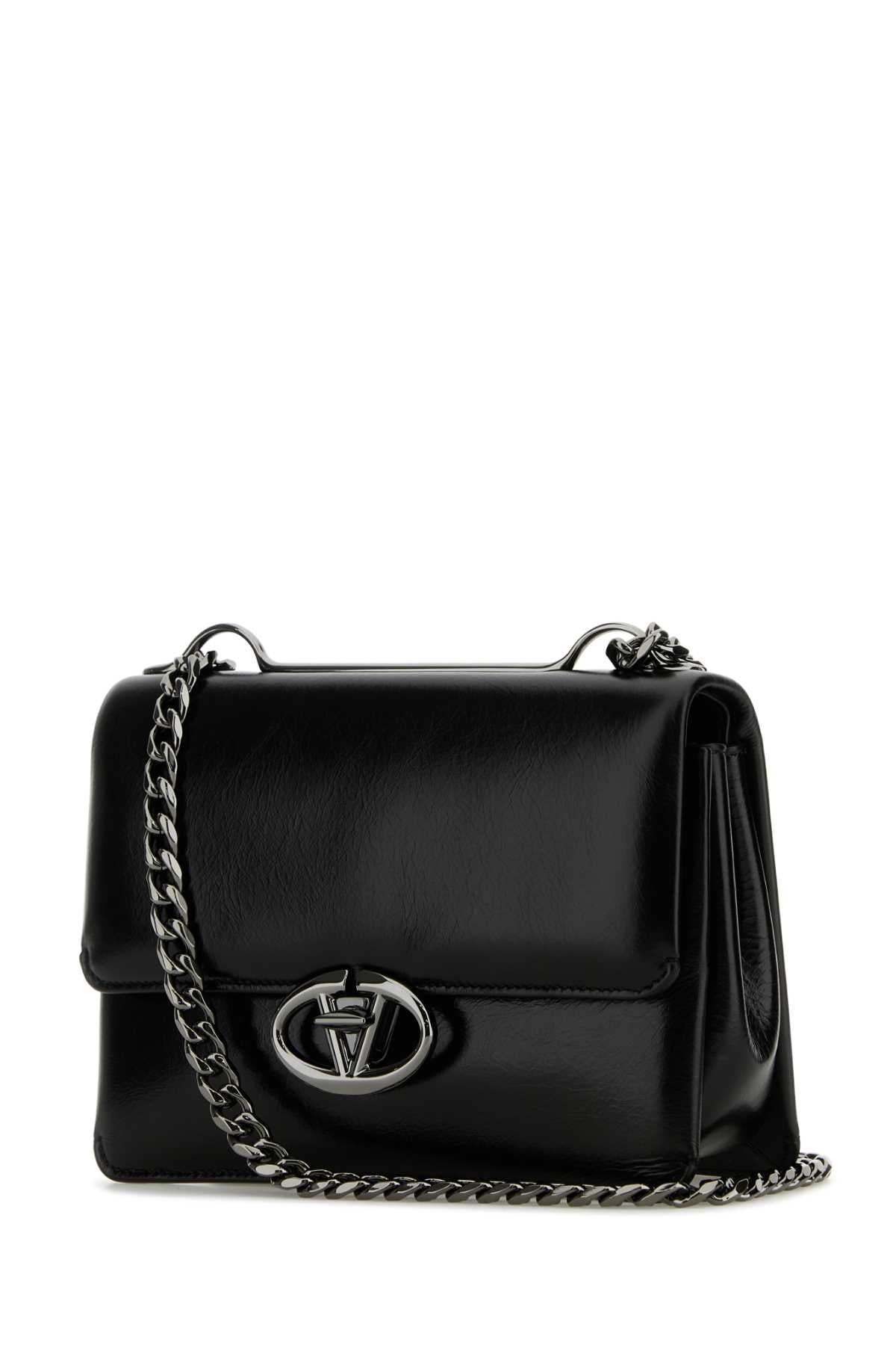 Valentino Garavani Women Black Leather Small Vlogo Shoulder Bag