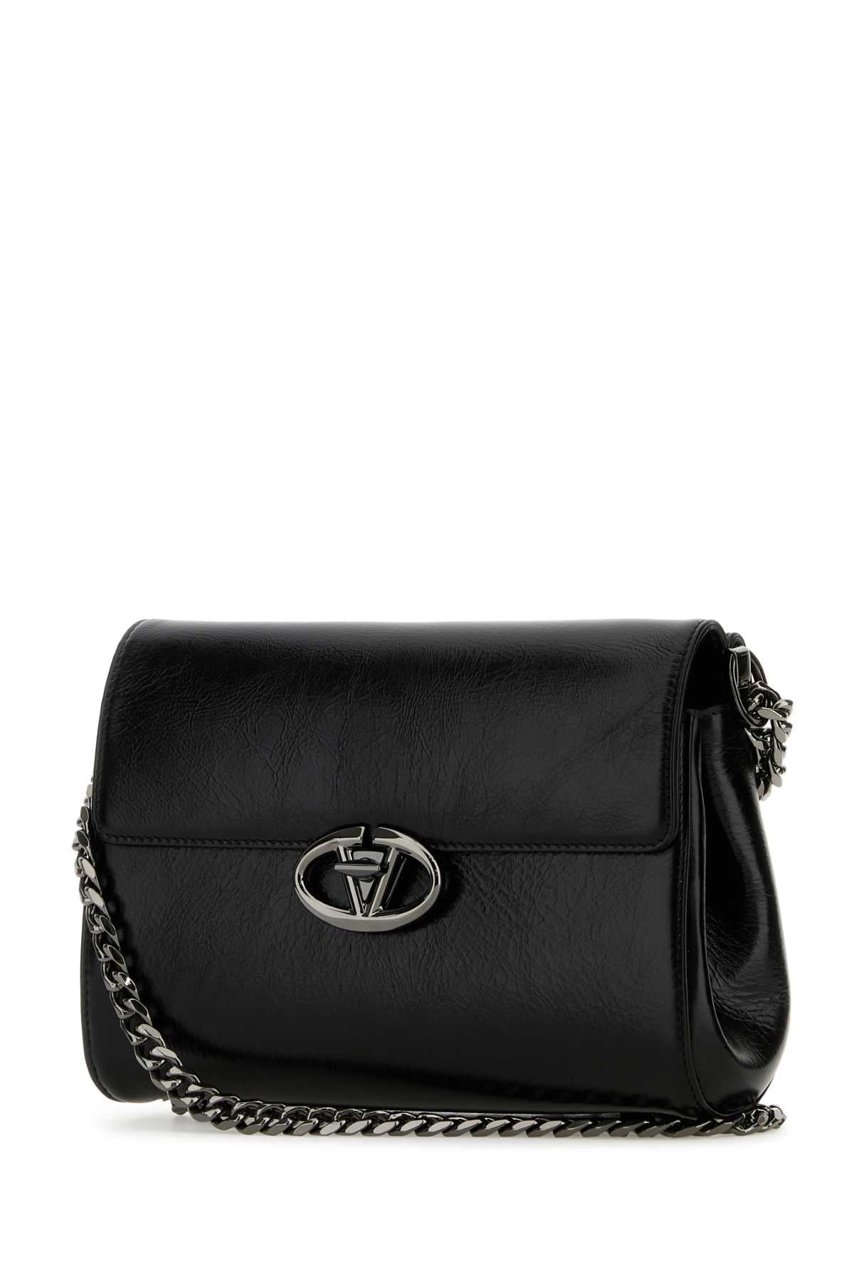 Valentino Garavani Women Black Leather Vlogo Shoulder