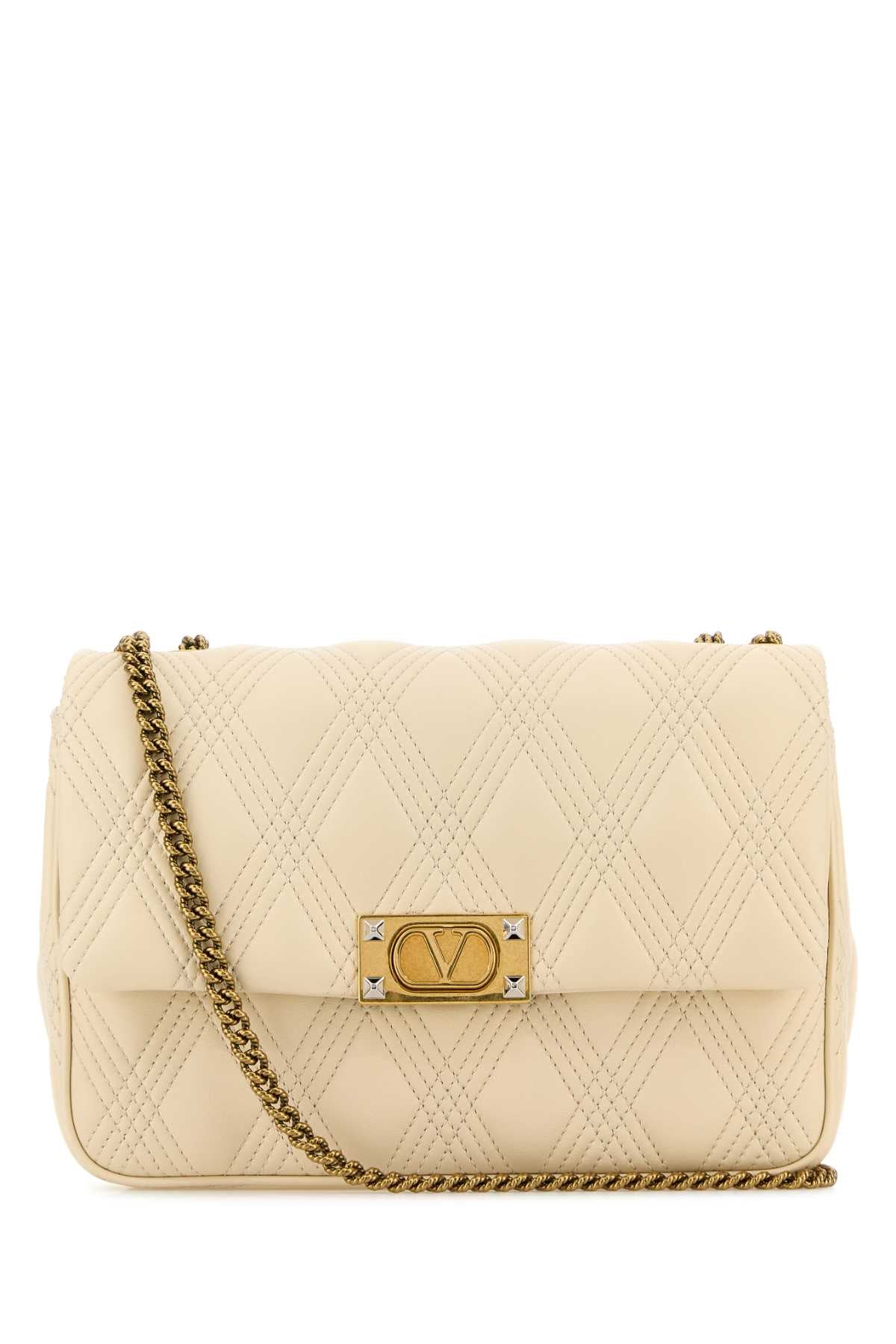 Valentino Garavani Women Ivory Nappa Leather Large Quiltie 67 Shoulder Bag