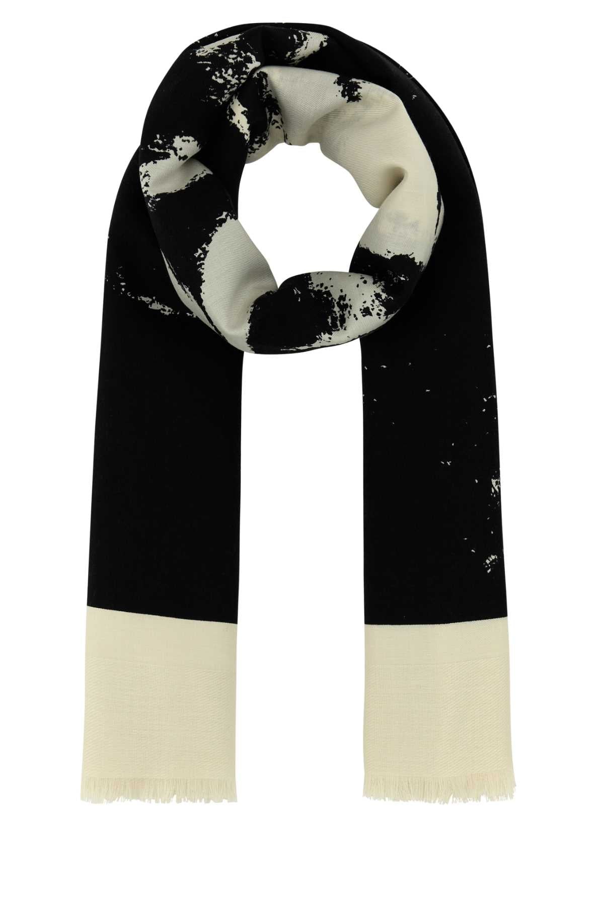 Alexander Mcqueen Women Ivory Silk Blend Scarf