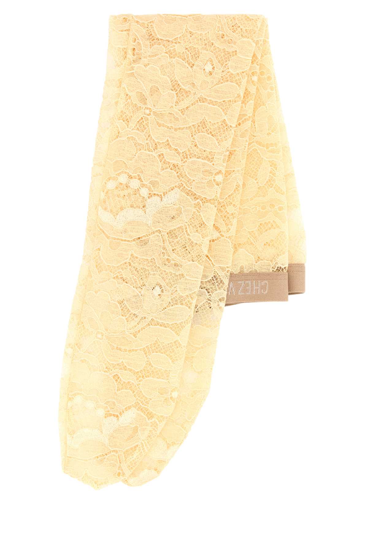 Valentino Garavani Women Cream Stretch Lace Socks