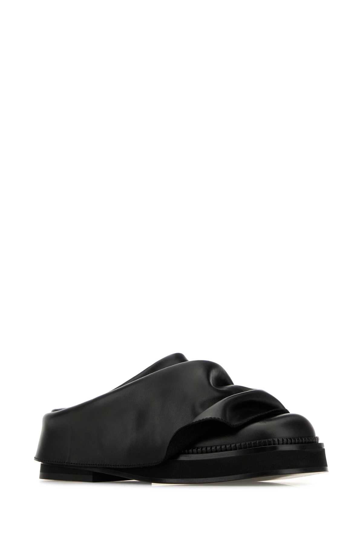 The Attico Women Black Leather Mini Robin Slippers