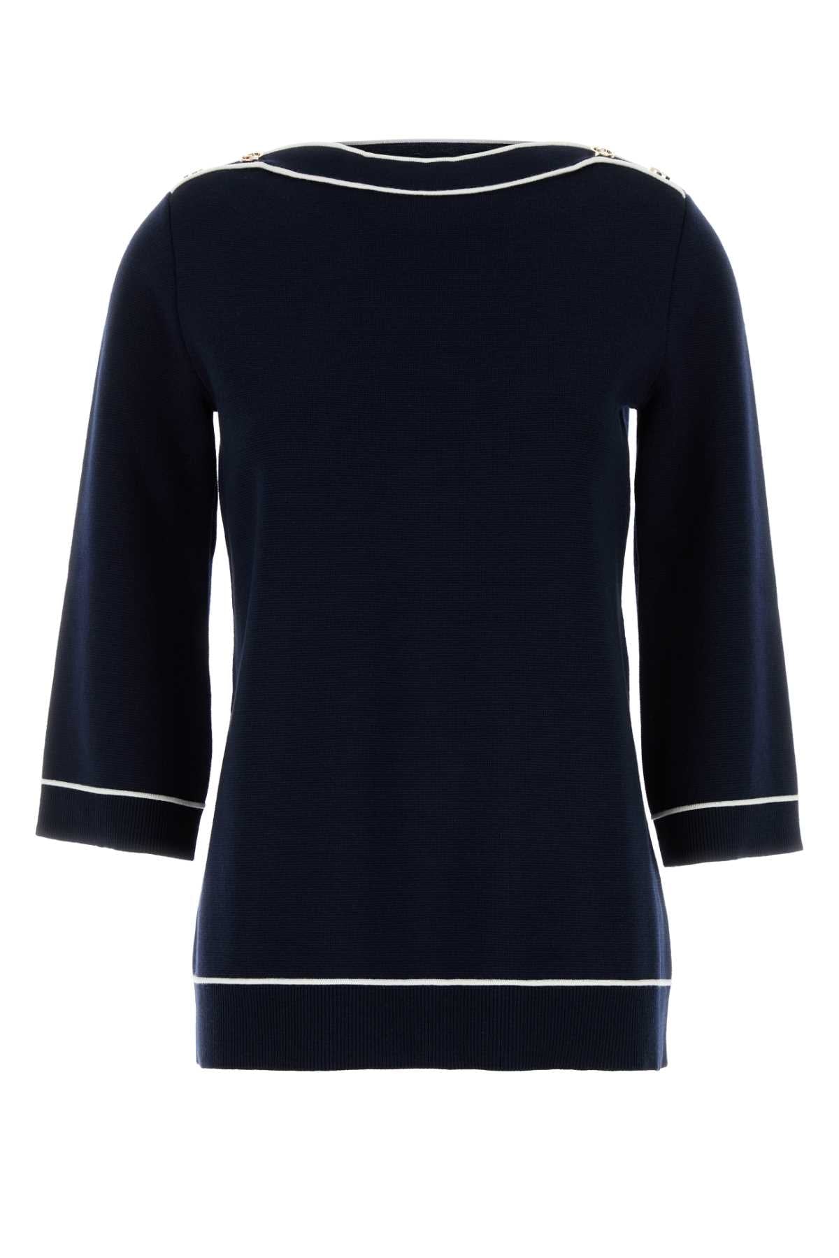 Gucci Women Navy Blue Wool Oversize Sweater