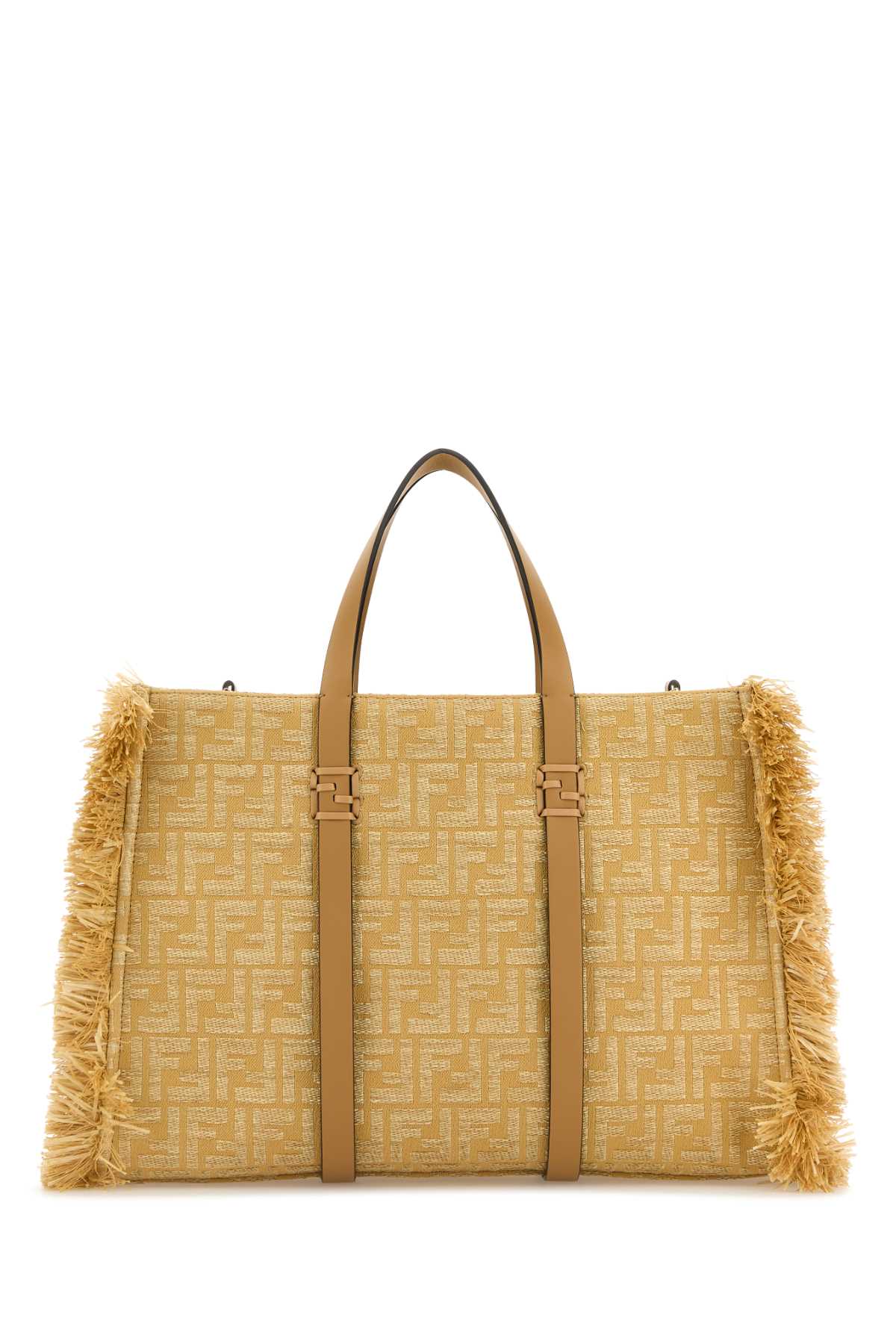 Fendi Women Embroidered Canvas Raffia Summer Shopping Bag