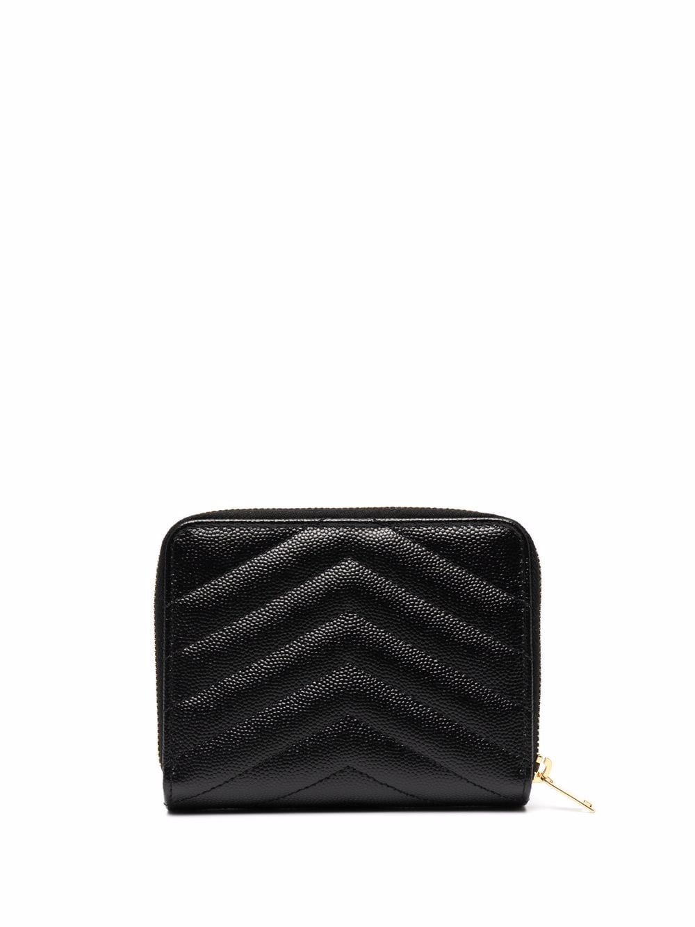 Saint Laurent Women Cassandre Matelassé Compact Zip Around Wallet In Grain De Poudre Leather