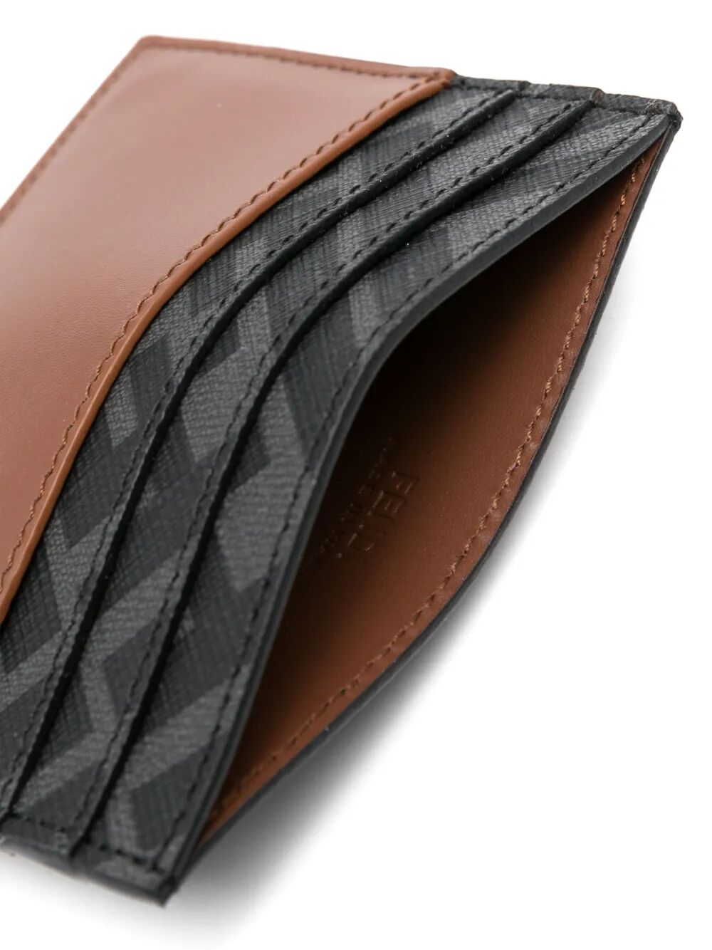 Fendi Men Leather And Ff Canvas Squared Card Holder