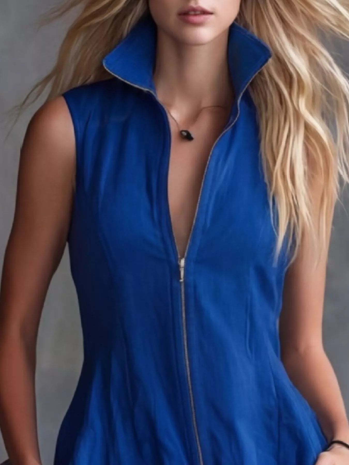 Full Size High-Low Ruffled Zip Front Dress Plus Size